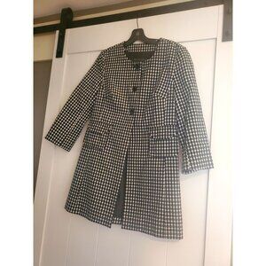 Black White Polka Dot Apostrophe Coat Small Cotton Blend